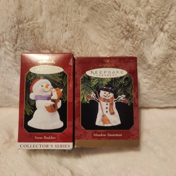 2 Hallmark Keepsakes; 1997 Meadow Snowman & 1999 #2 Snow Buddies - Picture 1 of 5